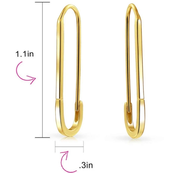 Bling Jewelry 14KGP Sterling Silver Safety Pin Threader Earrings - Picture 7 of 7